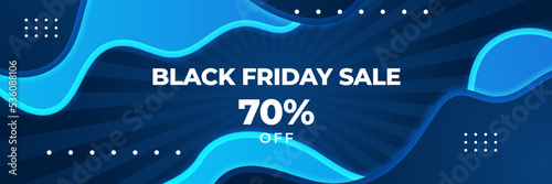Black Friday sale design template with blueish theme. Design template for Black Friday sale banner. Blue black Friday discount with with place for text and price tag. Vector illustration.