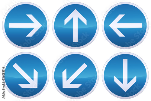 Collection of mandatory direction signs (cutout)