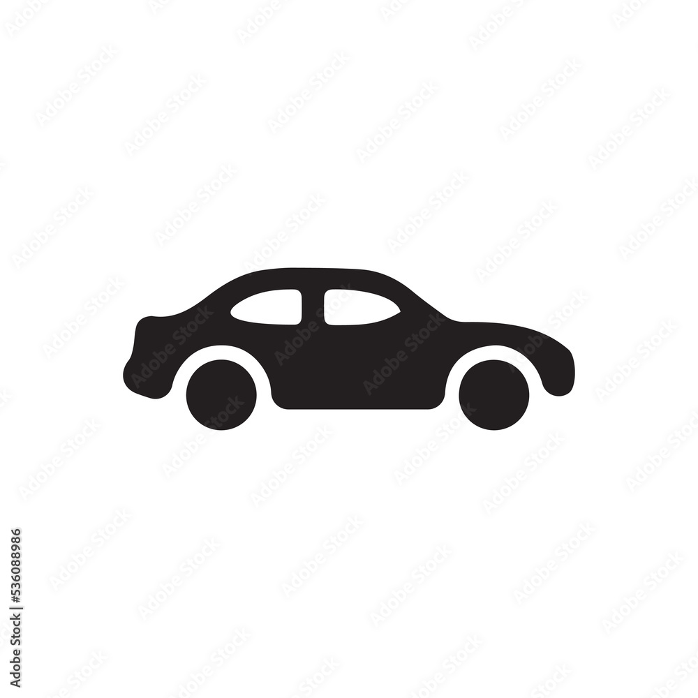 flat vector image on white background, car icon in black silhouette

