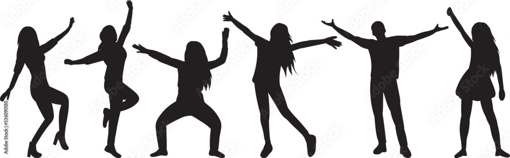 Obraz premium dancing women and men silhouette isolated vector