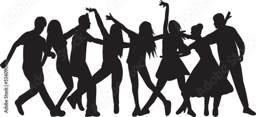 dancers women and men silhouette isolated vector