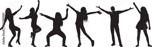 dancing women and men silhouette isolated vector