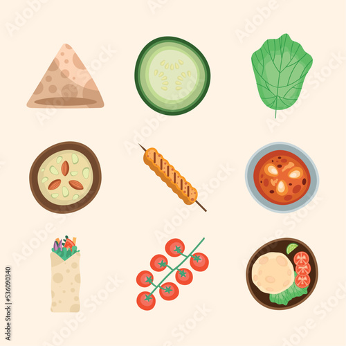 nine nutritive food icons