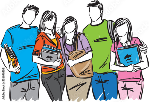 teens teenagers students friends friendship concept school vector illustration