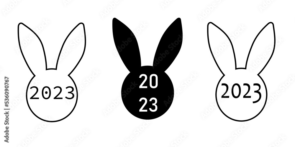 Obraz premium The inscription 2023 on the background of a rabbit in monochrome colors