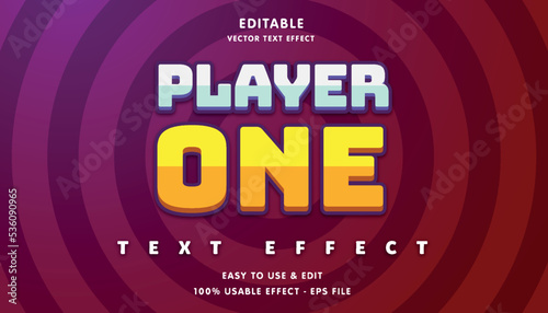 player one editable text effect with modern and simple style, usable for logo or campaign title
