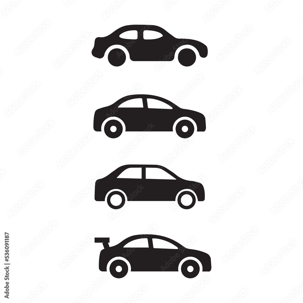 flat vector image on white background, car icon in black silhouette
