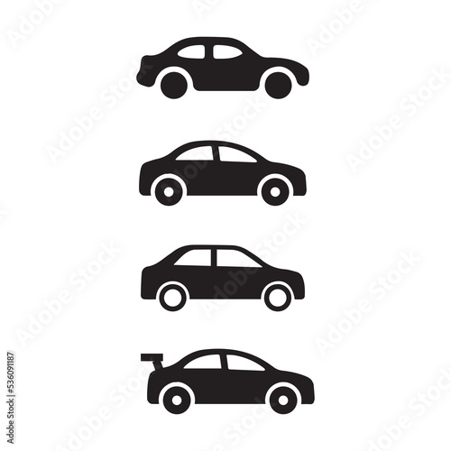 flat vector image on white background  car icon in black silhouette 