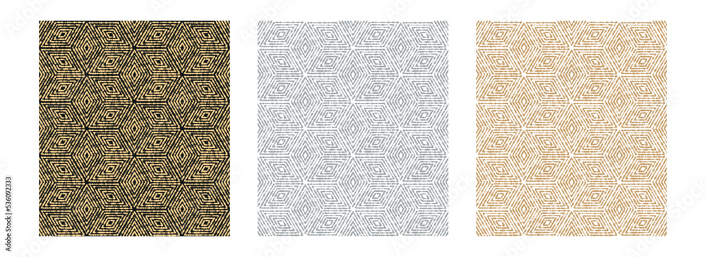 Fototapeta premium Geometric set of seamless colored patterns. Simpless vector graphics
