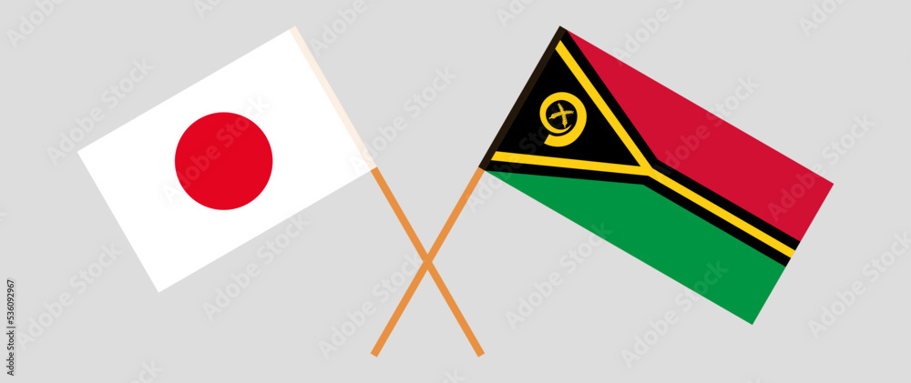 Crossed flags of Japan and Vanuatu. Official colors. Correct proportion Crossed flags of Japan and Vanuatu. Official colors. Correct proportion
