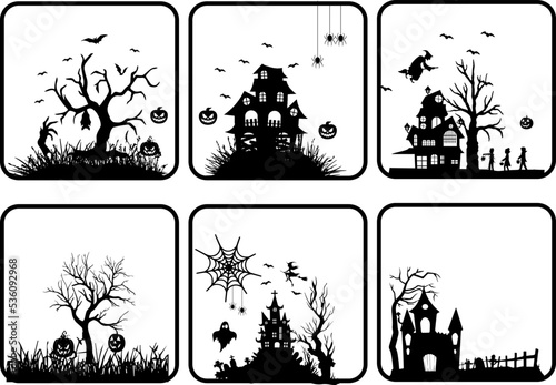 Halloween house silhoutee design photo