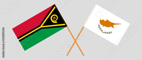 Crossed flags of Vanuatu and Cyprus. Official colors. Correct proportion