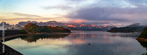 Sunrise sea of fog above Khao Sok national park, Surat Thani, Thailand