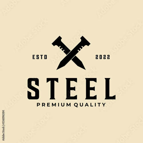 Steel logo vector illustration design, steel nail