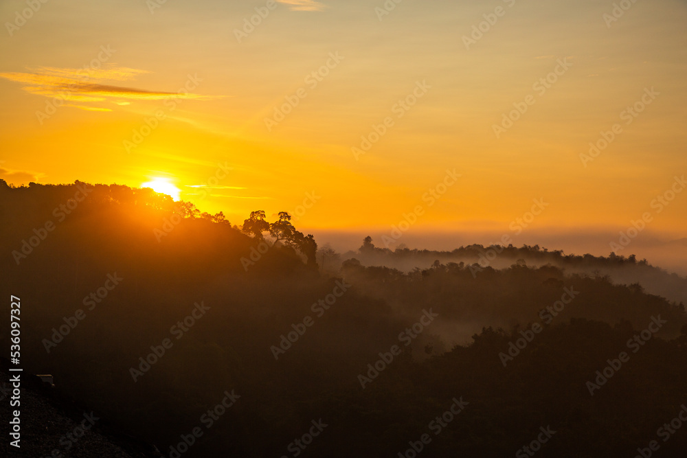 Sunrise sea of fog above Khao Sok national park, Surat Thani, Thailand Sunrise sea of fog above Khao Sok national park, Surat Thani, Thailand