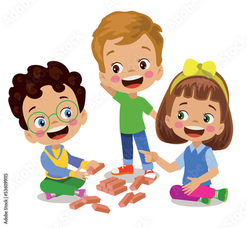 cute happy kids playing games