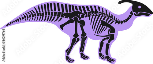 Parasaurolophus Dinosaur skeleton Prehistoric Animal. Vector illustration