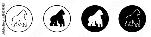 Gorilla vector icon set isolated on white background. Collection of camel silhouette flat illustrations.