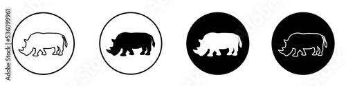 Rhinoceros vector icon set isolated on white background. Collection of camel silhouette flat illustrations.