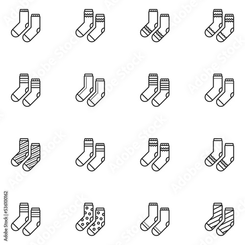 Socks Line Icon Set Vector