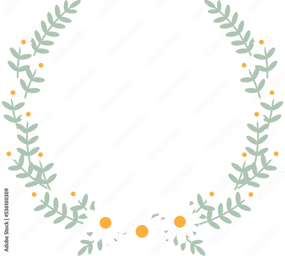 Naklejka premium cute flat style white daisy flower wreath frame