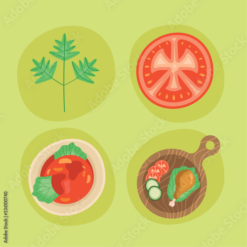 nutritive food four icons
