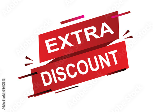 Vector Illustration Extra Discount. Red vector banner with white background.