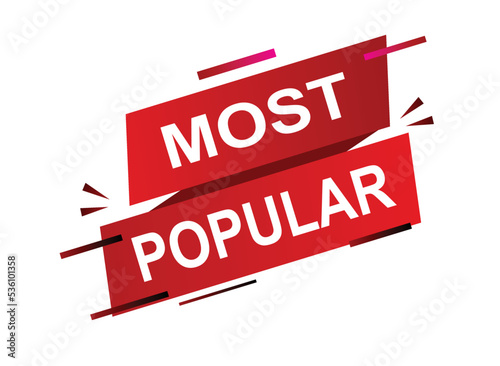 Vector Illustration Most Popular. Red vector banner with white background.