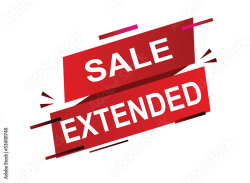 Vector Illustration Sale Extended. Red vector banner with white background.