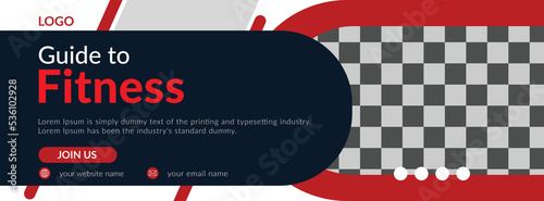 Gym and fitness social media post cover template design set. Suitable for social media cover banner, and web internet. 