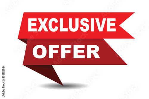 Exclusive Offer Vector Illustration. Exclusive Offer red vector banner ribbon with white background.