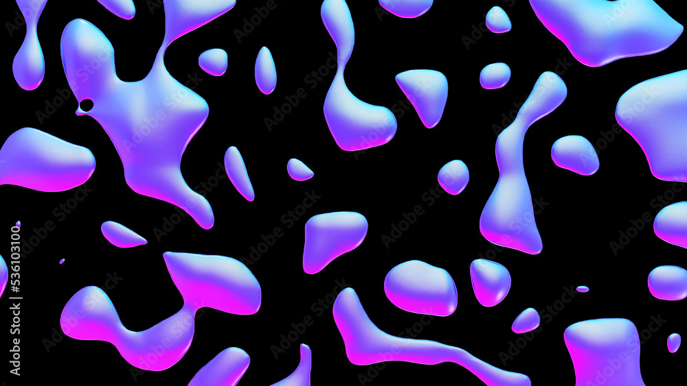 Fluid metallic drops y2k background. Dynamic iridescent retrowave liquid forms. 3d render illustration Fluid metallic drops y2k background. Dynamic iridescent retrowave liquid forms. 3d render illustration