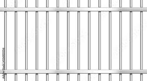 Vector steel cage seamless pattern isolated on white background. Behind bars realistic illustration. Iron cage design horizontal banner. Metal prison grate mockup. Law silver cell room. Police fence
