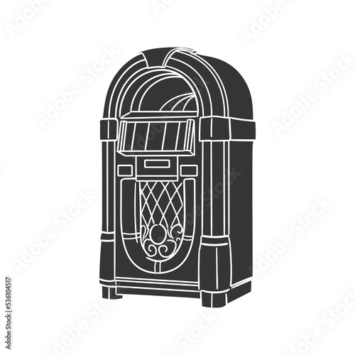 Jukebox Icon Silhouette Illustration. Retro Music Vector Graphic Pictogram Symbol Clip Art. Doodle Sketch Black Sign.