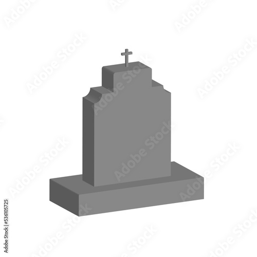 Minimalist 3d grave cemetery halloween vector