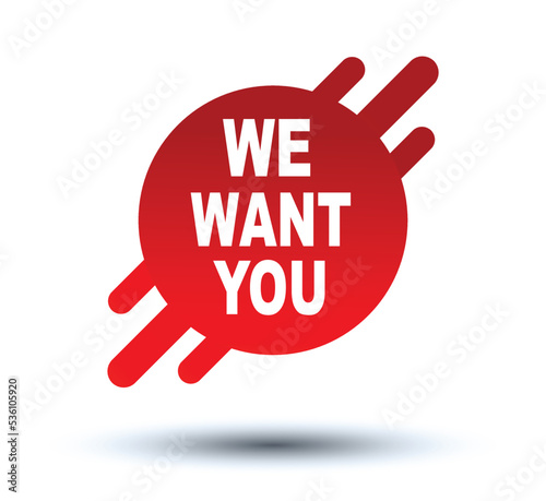 Vector Illustration we want you. Red vector design with white background.