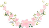 beautiful pink sakura or cheery blossom flower wreath frame