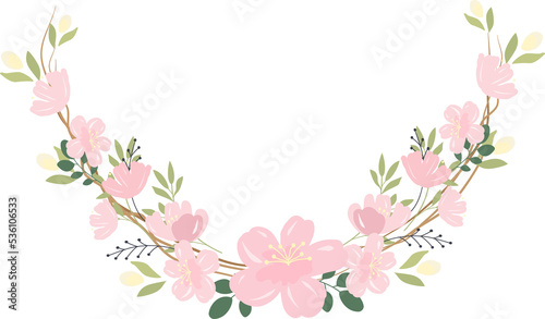 beautiful pink sakura or cheery blossom flower wreath frame