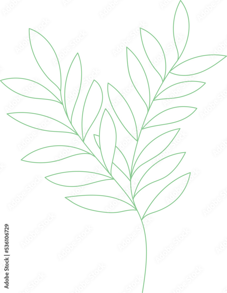 Fototapeta premium Line Rustic Leaves Branch Line