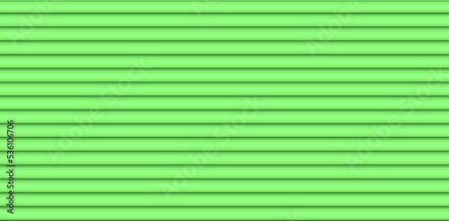 Vector green metal fence, grooved texture. Iron galvanized roofing sheet. Steel home siding seamless pattern. Warehouse corrugated aluminium wall shape. Vertical lines floor. Hardwood wooden facade