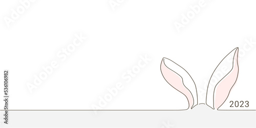 Rabbit ears. Simple one line style. Rabbit icon. Black and white minimal concept vector illustration © Анна кравченко