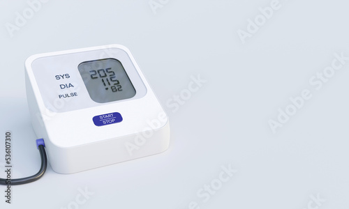 Blood pressure monitor isolated on white background, 3D Rendering