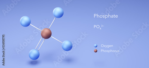 Photos phosphate, molecular structures, 3d model, Structural Chemical Formula and Atoms