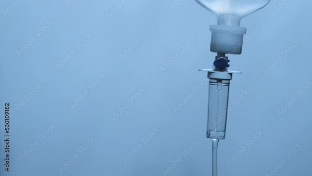 Dripping saline, Dripping medical perfusion close up equipment in