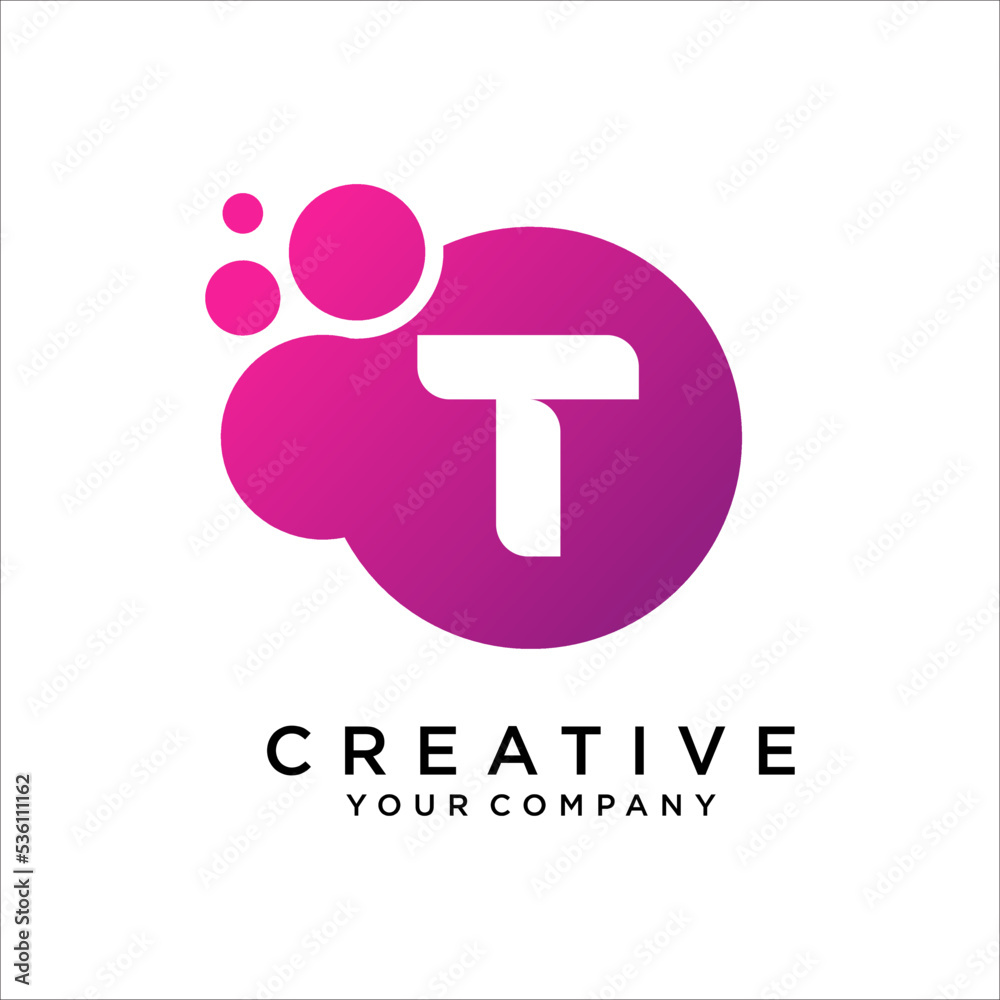 Letter T logo With Dot vector graphic alphabet symbol. Letter T logo With Dot vector graphic alphabet symbol.