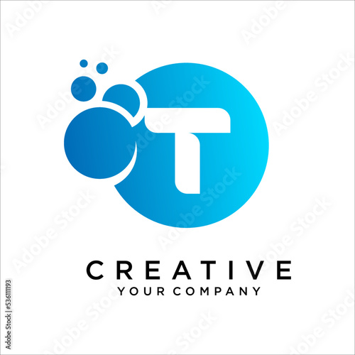 Letter T logo With Dot vector graphic alphabet symbol.