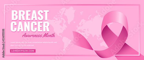 Breast cancer awareness month horizontal banner template design