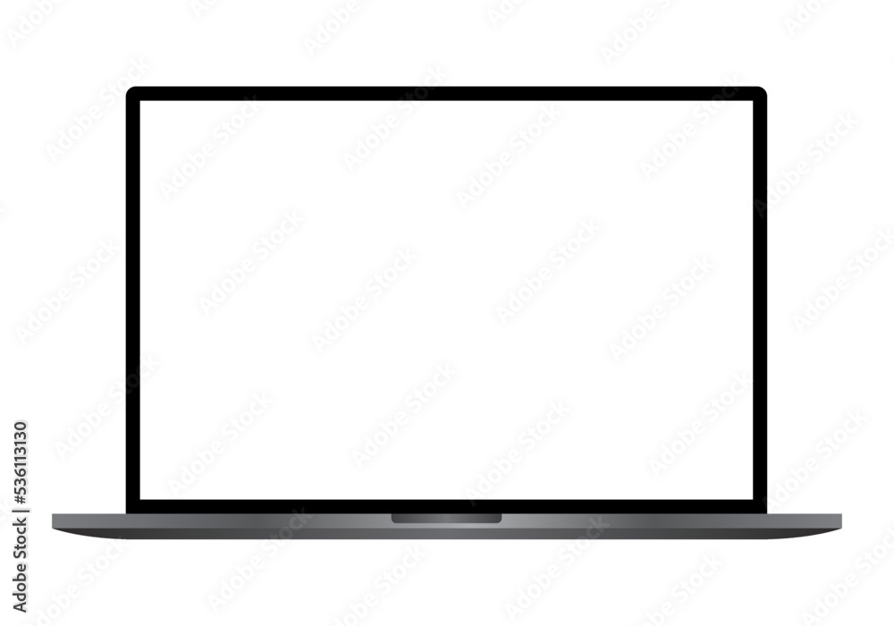 Modern laptop in front isolated on a white background. Modern laptop in front isolated on a white background.