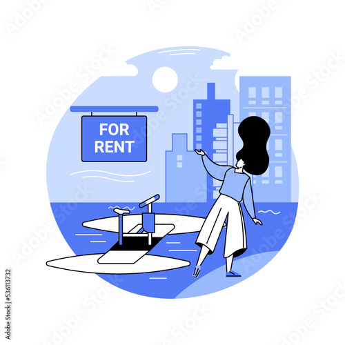 Hydrobike rental isolated cartoon vector illustrations.