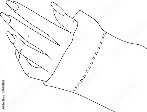 Woman Hand Nail Polished Line